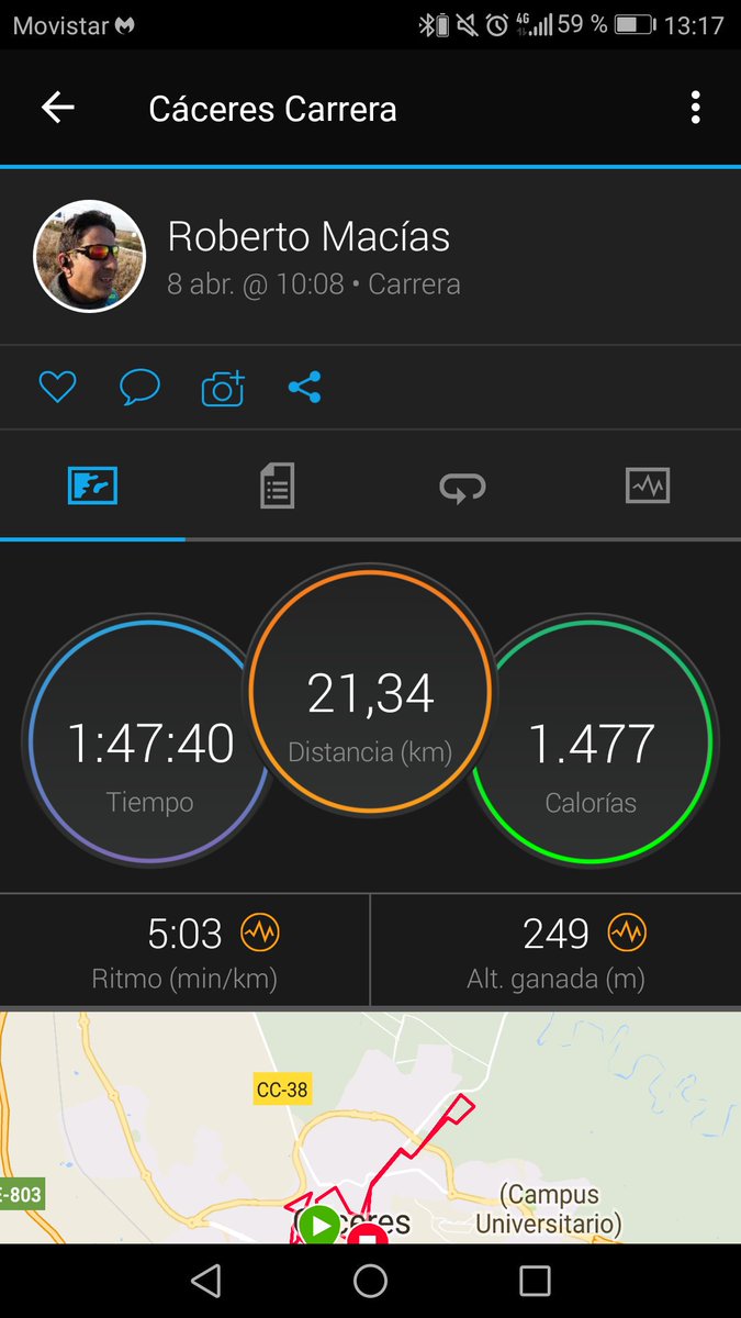 #mmcc2018 <a href="/Media_Caceres/">Media MaratónCáceres</a> Mi primera media conseguida. Muchas gracias por la organización. Con la cabeza ya en la próxima.