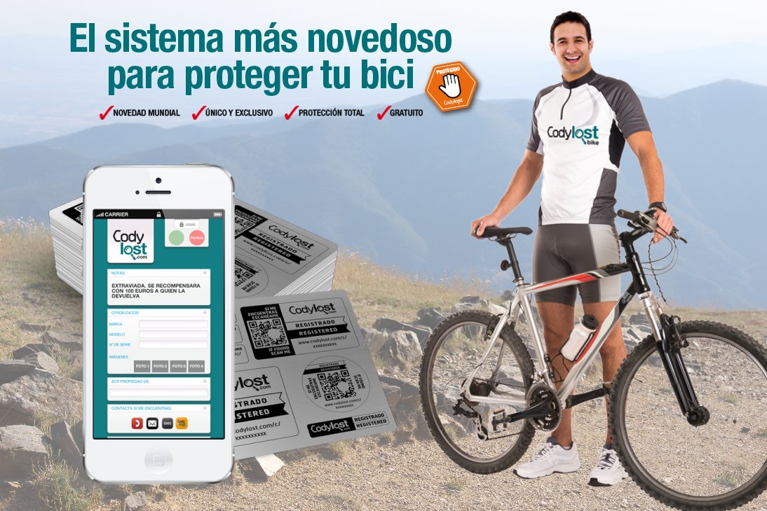 codylostcat's tweet photo. CODYLOST bike, un sistema para registrar y proteger tu Bicicleta. Registro/Mantenimiento de ficha TOTALMENTE GRATUITA!!, con la adquisición de un Pack @codylostcat Es un sistema de registro único, basado en códigos QR. Leer más: https://t.co/XyEH0tbhKs https://t.co/iXBshRz5bs