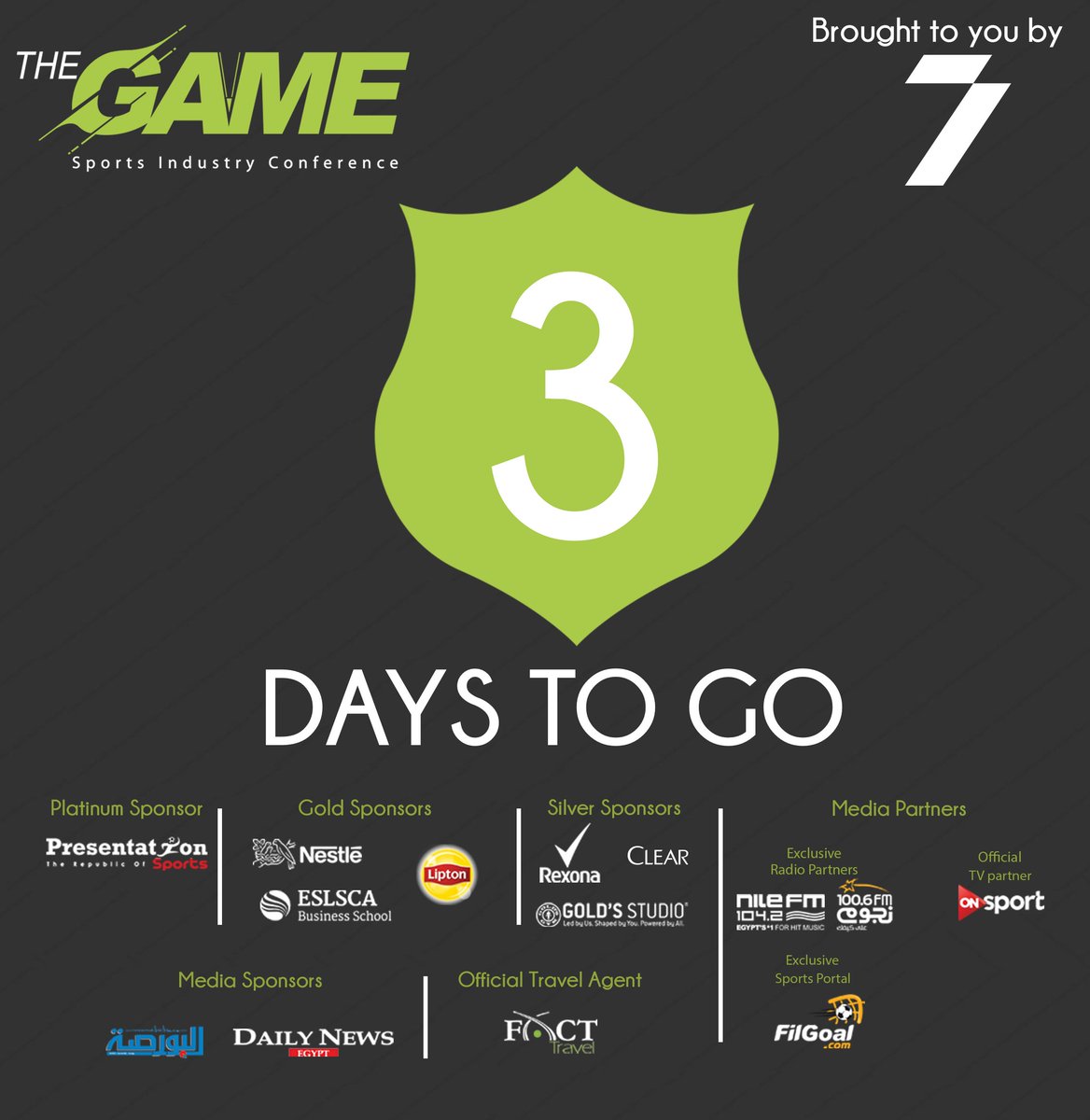 GameSportsConf's tweet photo. ARE YOU READY!!

We can't wait to kick off the first sports industry conference in Egypt.

The Game, brought to you by @7Agency_Egy, brings your specialists from all over the world in the sports industry.

#TheGame #SportsIndustry #Conference #TheGameSIC #GameSportsConf  #Egypt https://t.co/jPCJ64ADRj