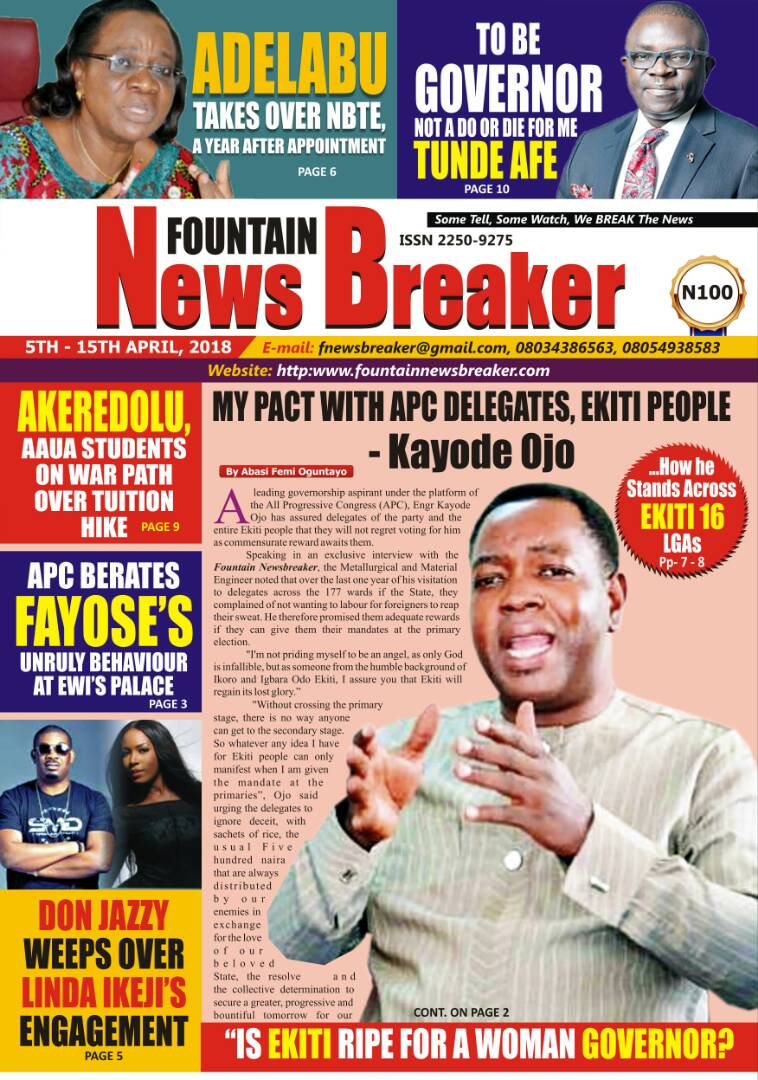 AbiodunBorisade's tweet photo. #Ekiti2018
#Ekiti
#StandWithKayodeOjo
@EngrKayodeOjo
Still talk of town....
@DeeOneAyekooto
@ogundamisi
@ekiti_247
@Omojuwa https://t.co/qWkC3AAYQG