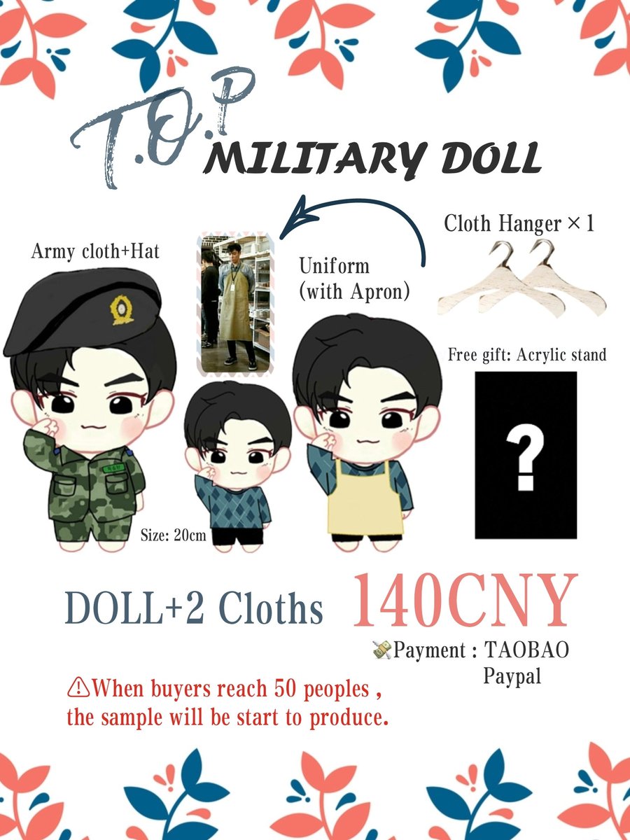 LIM_HUIERN's tweet photo. 🔝T.O.P MILITARY DOLL 🎉

Size:20cm (Height w/out Hat)
Item Content:2 set of Cloths
Price:140CNY

Payment👇
Singapore/Malaysia : Bank transfer 
China:https://t.co/PQj0IG0Chw
Other:Paypal

Any interested for opening GO pls DM me first
#BIGBANG 
@bbxsg @060819_DOLL @bang_goods_bot https://t.co/Scanqi5roi
