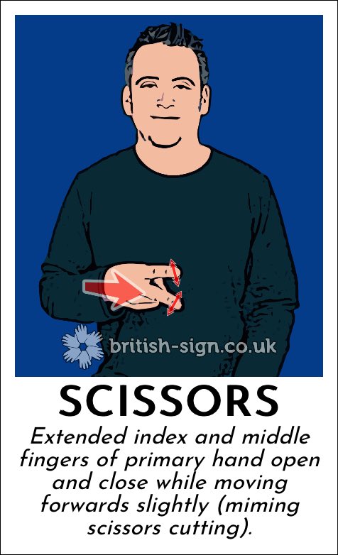 BritishSignBSL's tweet image. Today's #BritishSignLanguage sign is: SCISSORS - british-sign.co.uk