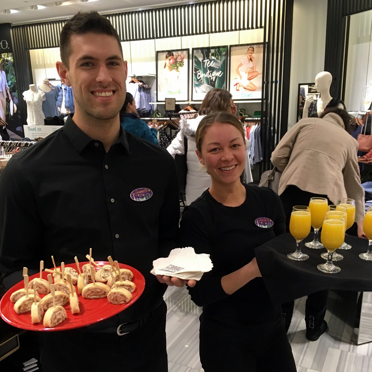 AMAcommunity's tweet photo. Talk about a luxury shopping event. @RWandCO. Has rolled out some amazing canapes & mocktails for members to enjoy while shopping with personal stylists! #AMAstyle #yycevents https://t.co/iWASCQ3BGD