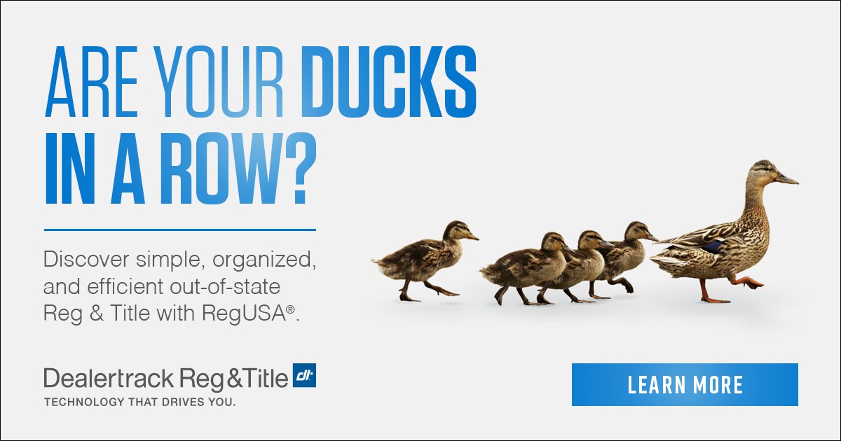 Dealertrack's tweet photo. The RegUSA® online tool integrates with most major DMS providers, so you can estimate motor vehicle fees and taxes with a minimum of keystrokes. Learn more: https://t.co/jr0WZu2JCi https://t.co/x21NuKLh3v