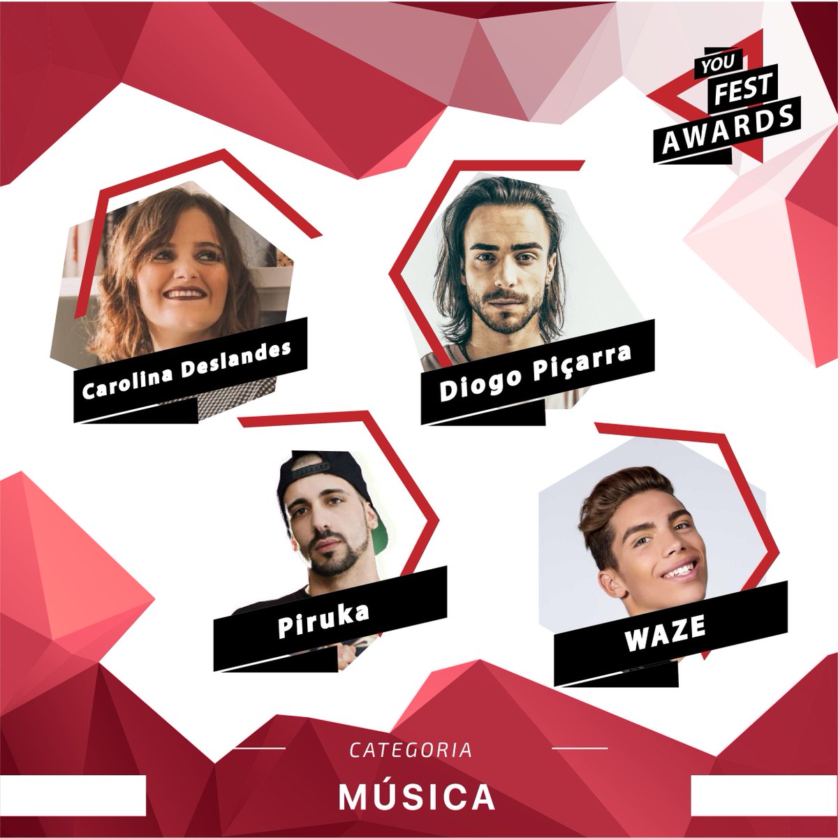 Na categoria de Música, os canais nomeados foram Carolina Deslandes, <a href="/diogopicarra/">Diogo Piçarra</a>, <a href="/OficialPiruka/">Piruka Mc Oficial</a> e <a href="/wazeoficial/">Waze</a>. Não percas tempo e vota já no YouTuber que achas que deve receber o prémio! ;-) Sabe mais em youfestawards.pt/gala/
#youfestawards #yfa2018