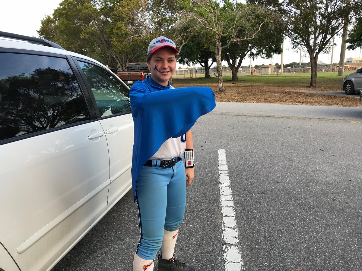Greensolutions3's tweet photo. Autism socks and cape! Ready to play Angels4autism! WPB. #angels4autism https://t.co/8xb4wcgWsB
