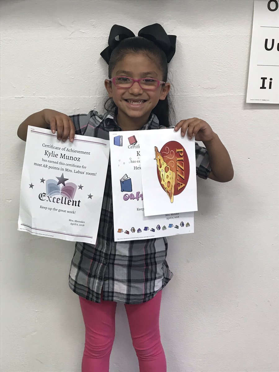 MrsLabusNSE's tweet photo. 3rd 9 weeks awards: 
Congrats to Kylie for hextupling her AR goal and having the most AR points in our class! #April18NSE https://t.co/tY5EVCgoQZ