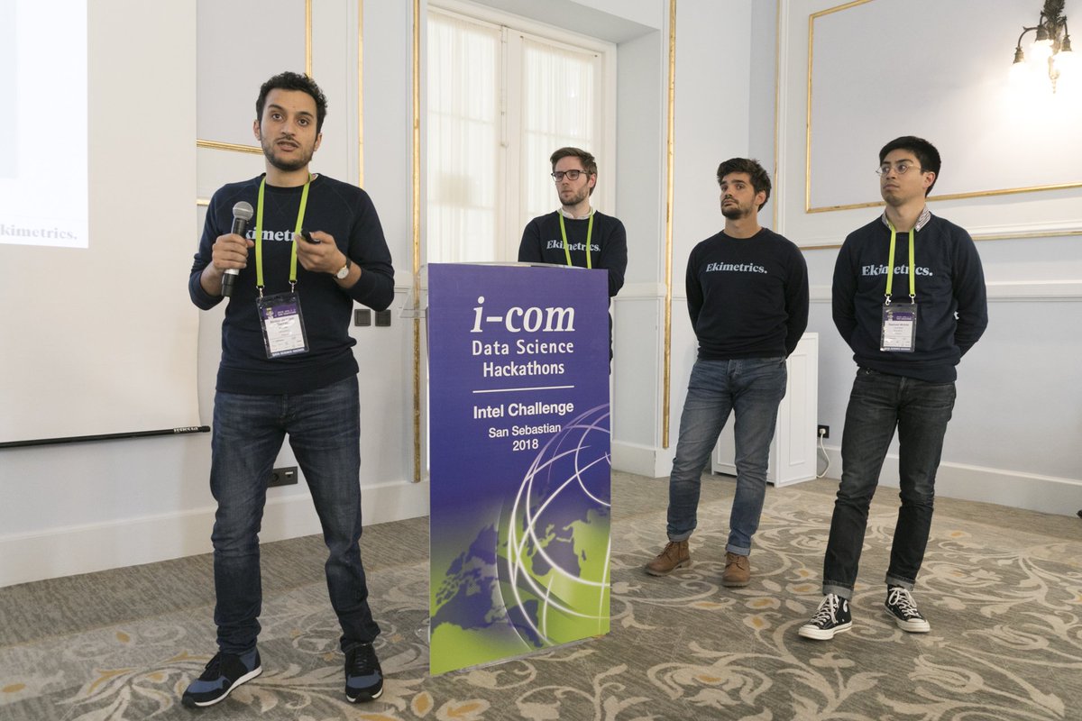 icomglobal's tweet photo. Our penultimate #DataScience #Hackathon presentation, facing the @Intel Challenge jurors, comes from Team “@ekimetrics” from France.
#icomhackathons18 #icom18 https://t.co/8OSXJoKscd