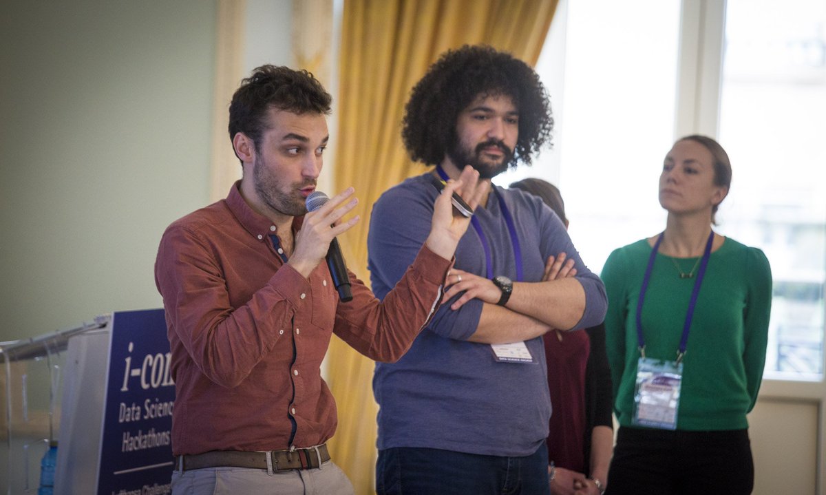 icomglobal's tweet photo. Our last presentation of the initial #DataScience #Hackathon round comes from Team "@linkvalue”. They take the stage now to discuss how they tackled the @Lufthansa Challenge and what they discovered:
#icom18 #icomhackathon18 https://t.co/gSZXMcbBat