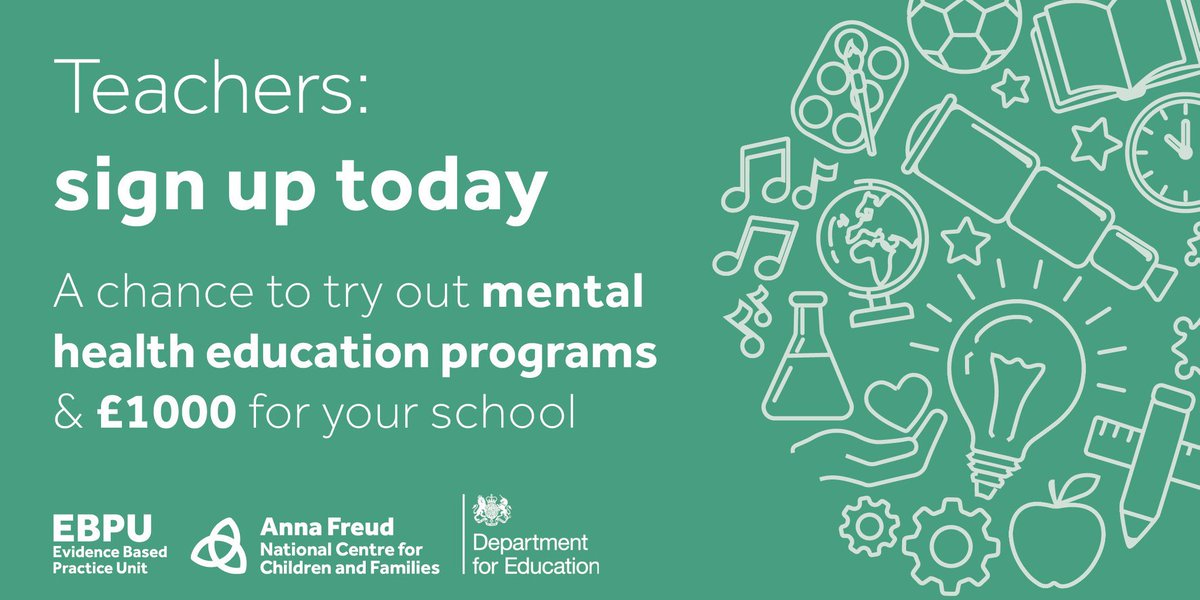 We want to help schools to support their pupils' mental health. Schools can register to take part in the #EducationForWellbeing research programme until 30 April 2018. Find out how to apply at ow.ly/QfCX30j7oFj