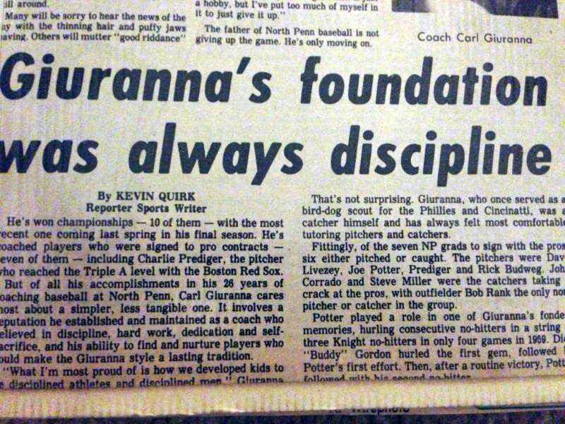NPKnights's tweet photo. Sad to announce today, the passing of legendary NP Baseball coach Carl Giuranna. Coach G coached NP from 1957-1980, with 11 league titles and a 253-98 (.720) record. In 24 years Coach G built the NP Baseball tradition we hope we continue today. He was 89 years old. https://t.co/7we0qkLD4b
