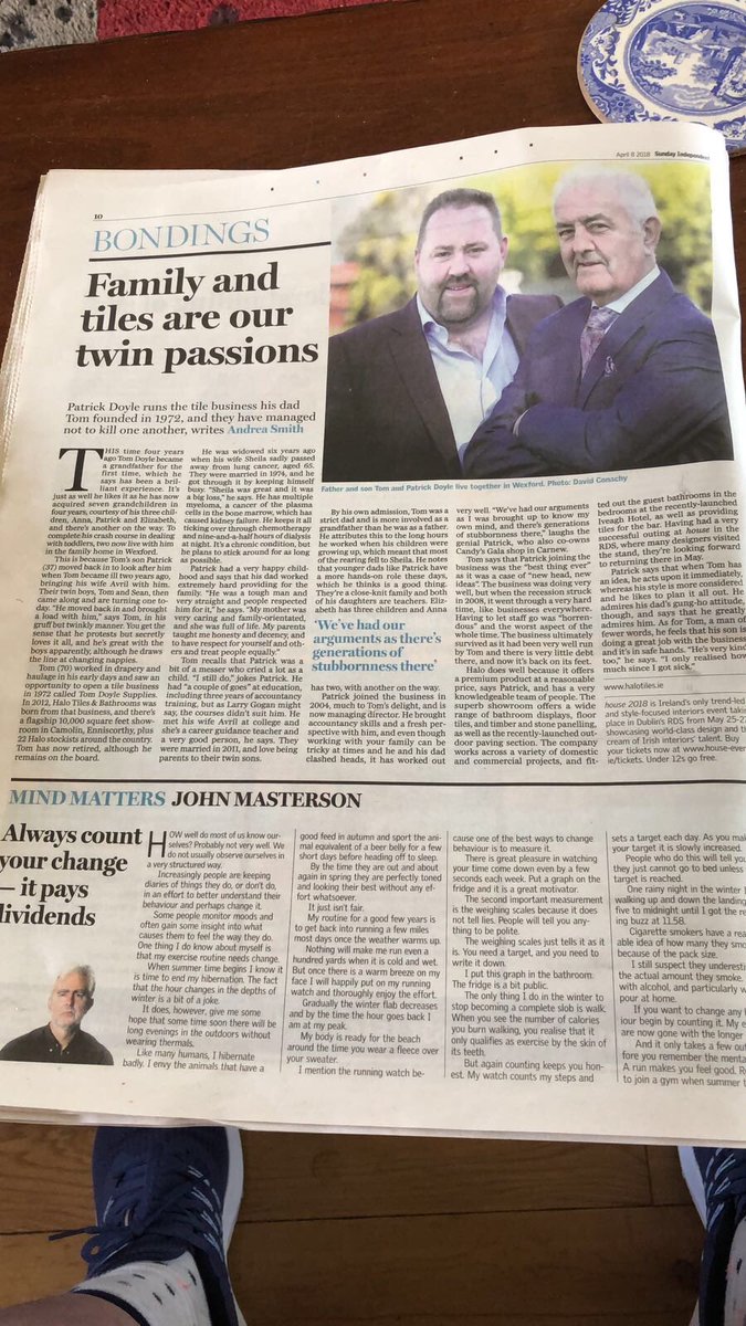 tdsupplies's tweet photo. Lovely article about Tom and Patrick and their success story so far in today’s Irish Independent. #FamilyBusiness #tiles #bathroom #Wexford https://t.co/iddmGJBuut