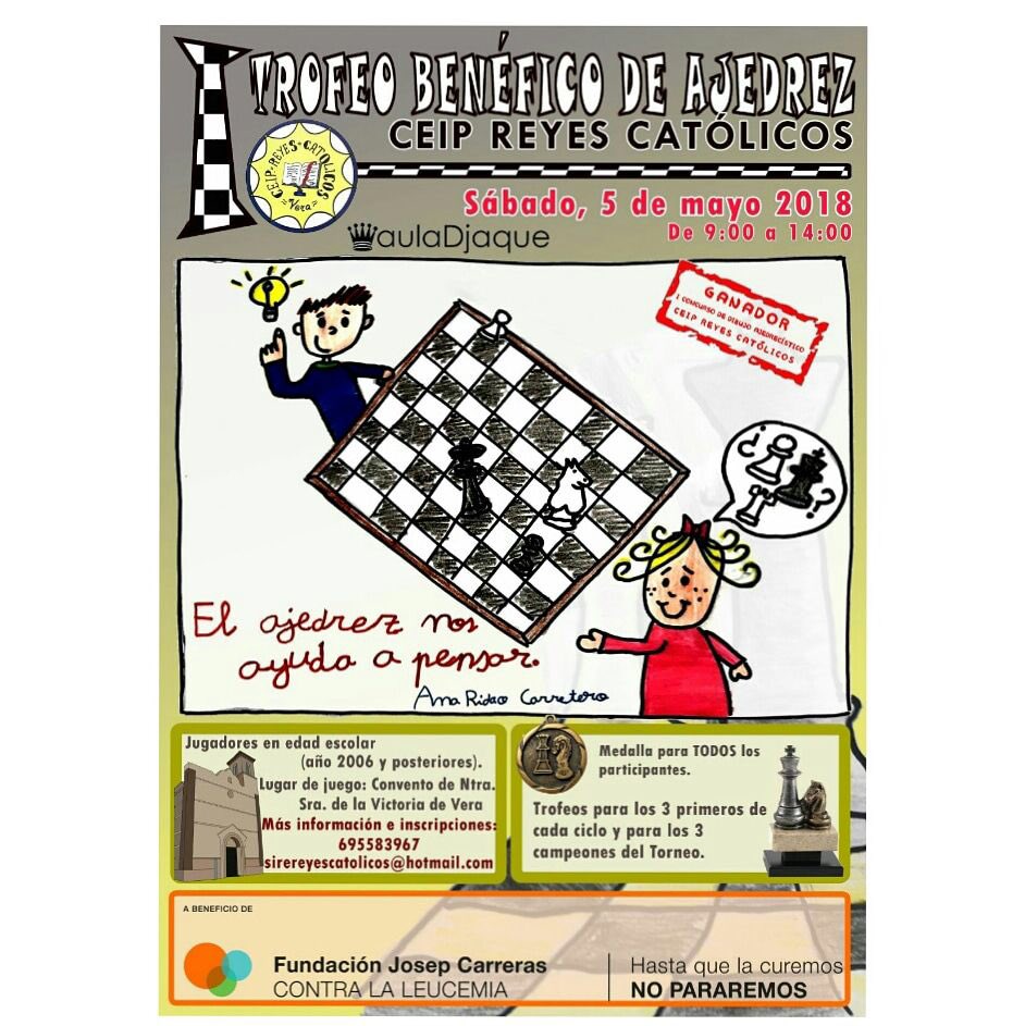 elreyesdevera's tweet photo. I TROFEO BENÉFICO DE AJEDREZ CEIP REYES CATÓLICOS. https://t.co/juJ2fVpUGH https://t.co/CUnaVeuzyL