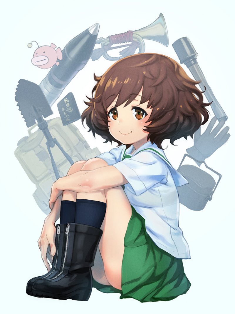 秋山優花里 「ガルパンを一気見した勢いで秋山さんラクガキ 」|むうてんのイラスト