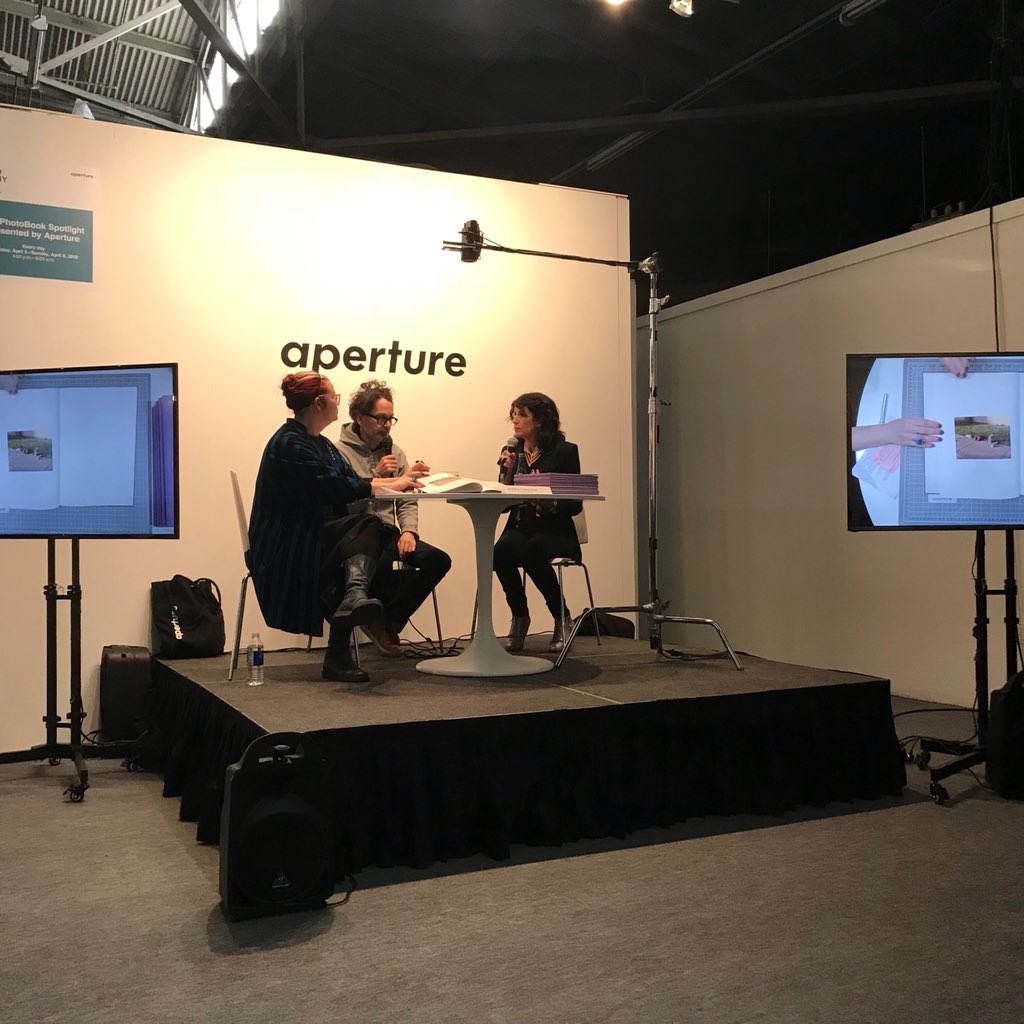 MACK_books's tweet photo. Paul Graham in conversation with Rebecca Bengal, introduced by Lesley Martin for the launch of ‘a shimmer of possibility’ at @AIPADphoto yesterday. We have signed copies of the 12-volume edition at the fair, closing today. Find MACK in the Publishers Section #AIPAD2018 https://t.co/1ERgG0N2bz