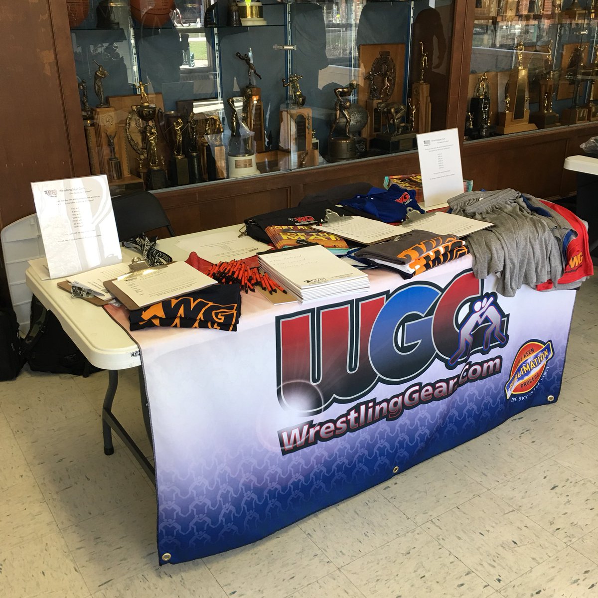 wrestlingearcom's tweet photo. Stop by the booth to pick up your prizes. Cade, Brayden, Miguel, Bernell, Ronnell, Amy and Eric. You need to pick up your prize before we leave. https://t.co/gdiCHhPYLH