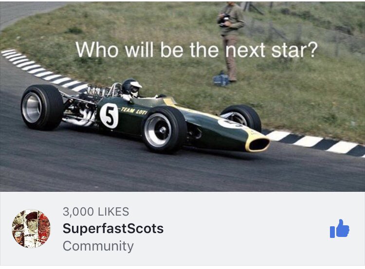 SuperfastScots's tweet photo. From 2500 to 3000 Facebook likes in 1 week.
Wow! Thanks for all the support.
οΏ½οΏ½οΏ½π»π΄σ §σ ’σ ³σ £σ ΄σ Ώππ¨
#Scotland #Motorsport #F1 #IndyCar #JimClark #JimClark50 #BahrainGP https://t.co/FEJ47CoSQo