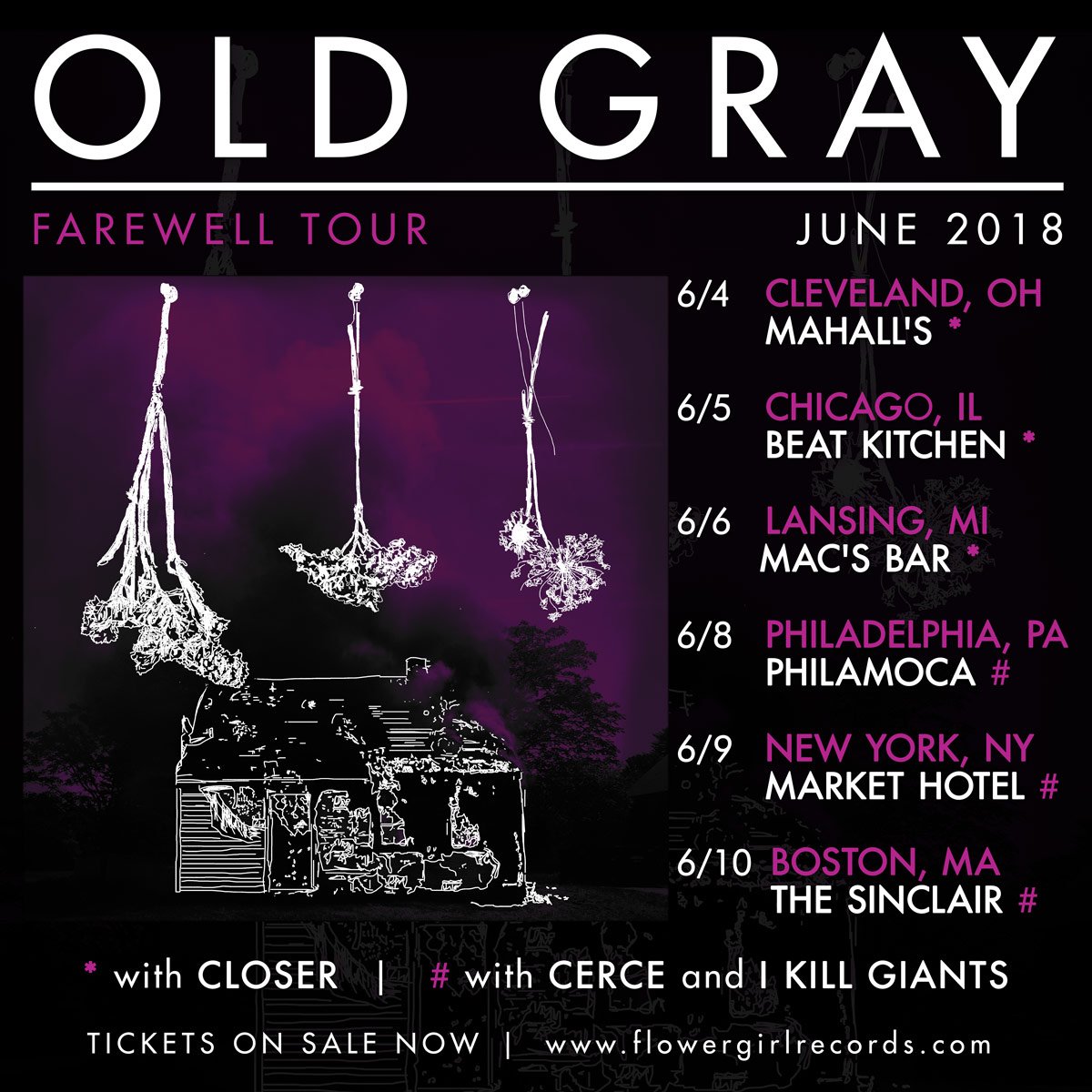 .<a href="/oldgrayband/">Old Gray</a> will embark on a Farewell Tour across the Midwest and Northeast in June. Tickets are on sale now: bandsintown.com/a/1592261-old-…