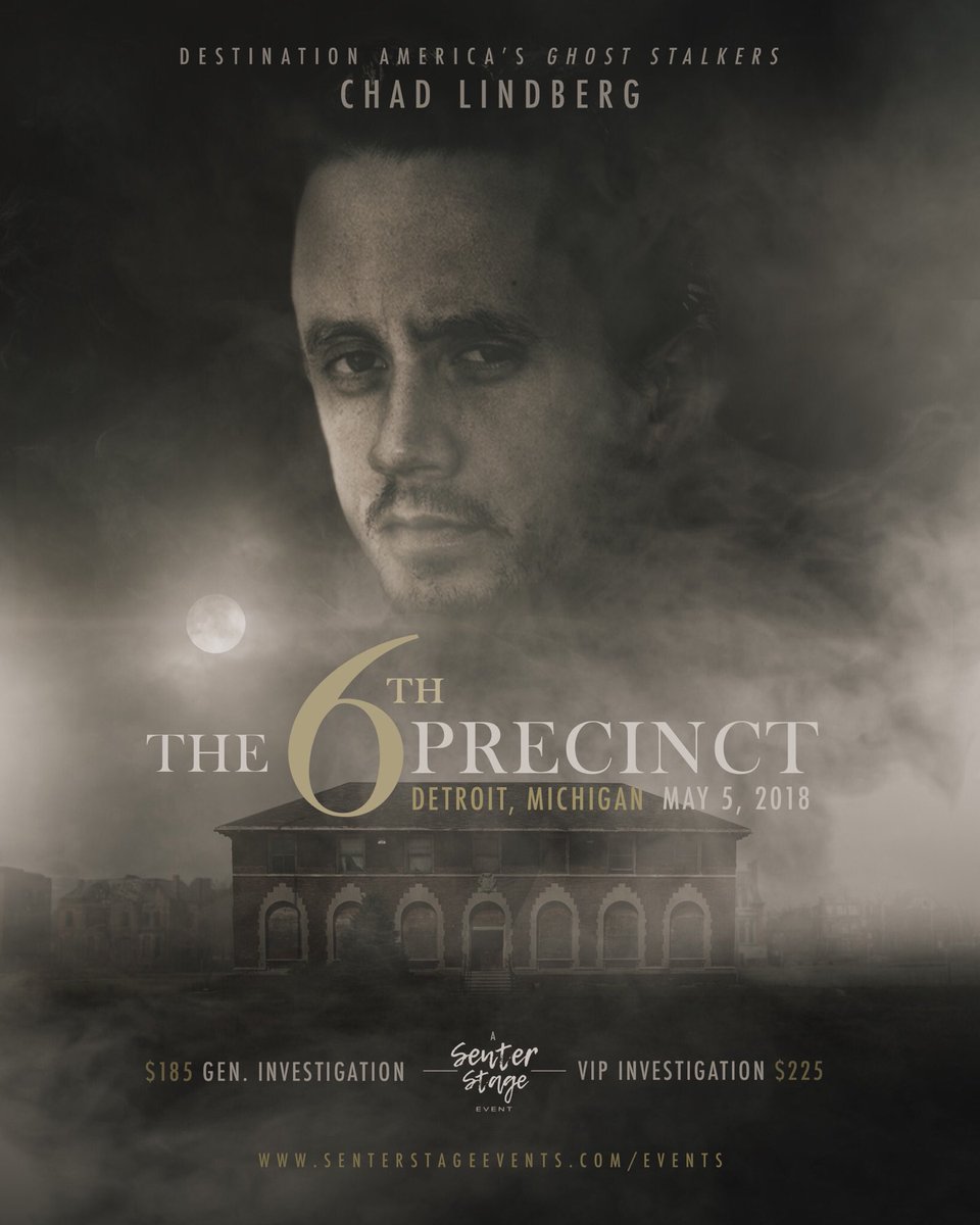 Senter_Stage's tweet photo. Hold on to your voice recorders &amp; get ready for the passion for the #paranormal to explode...
#GhostStalkers @ChadLindberg will be joining us on May 5th for the 6th Precinct Investigation in #Detroit 😱!

🌟Tickets are still available.🌟
https://t.co/fHi7aki3gE
Get yours today! https://t.co/t0s7Z2DSFp