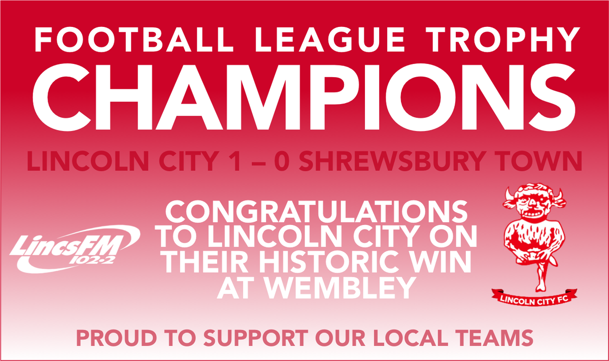 HitsLincsNews's tweet photo. Congratulations to @LincolnCity_FC with their 1-0 victory at Wembley! https://t.co/UvSfmRoLp3