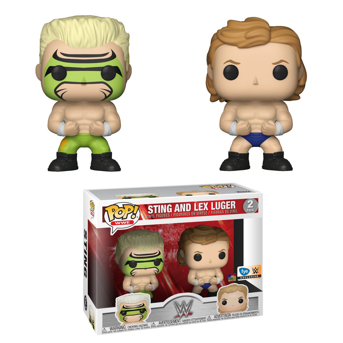 Funko's tweet photo. RT &amp; follow @funko for the chance to win an @officialfye exclusive Sting and Lex Luger Pop! 2-pack! #FunkoWrestleMania https://t.co/b3LsK2gFZI