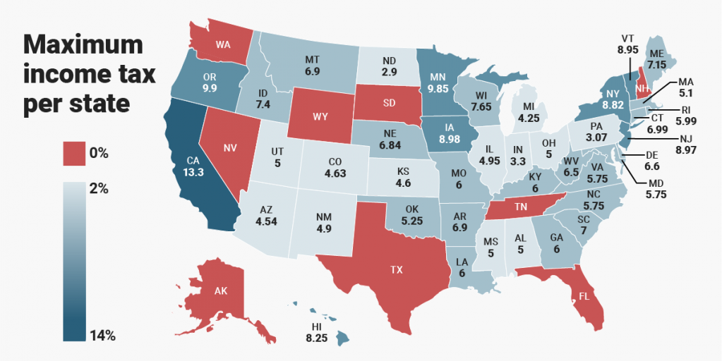 Where Americans pay the most in state income taxes, ranked from worst to best read.bi/2sba1BU