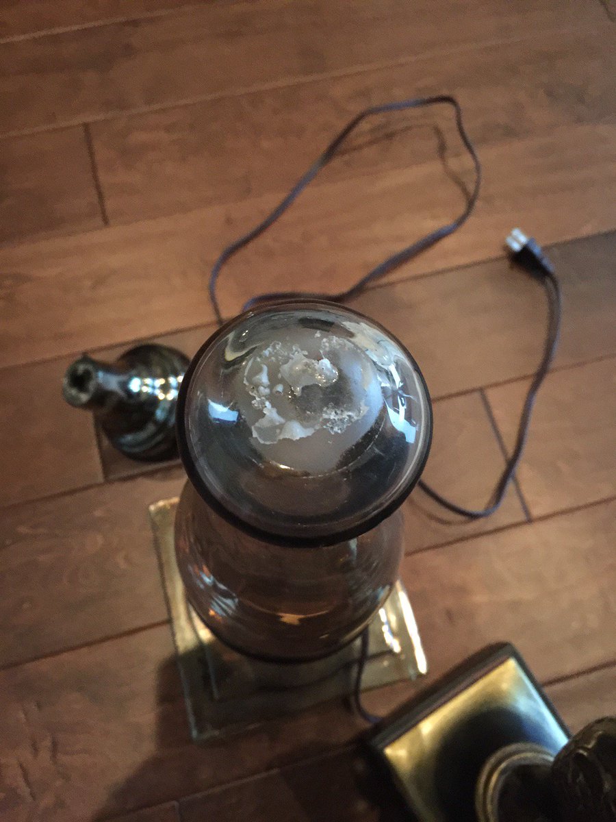 The glass table I bought shattered into 1000 pieces awaking us with a crash, same for the lamp on top. See the pic of bases of the table &amp; Lamp.  @BombayCanada my voicemail and emails to your customer service were ignored since January 8th.  #CustomerService #Bombay