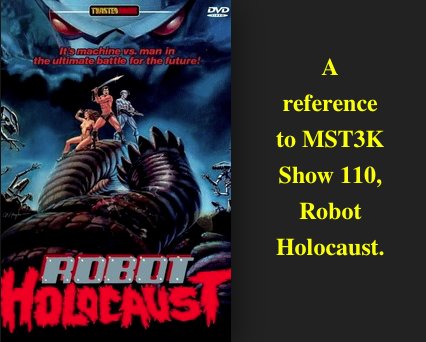 AnnotatedMST's tweet photo. Tanya: โThe power station and the controls are over there.โ
Servo: The Dark One awaits them at the Robot Holocaust!
๐
#TimKincaid #NorrisCuff #NadineHartstein #RobertPalmer #wait #wrongPowerStation
๐
MST3K Ep. 205 ~ Rocket Attack U.S.A. https://t.co/kWOsAD5Fz2