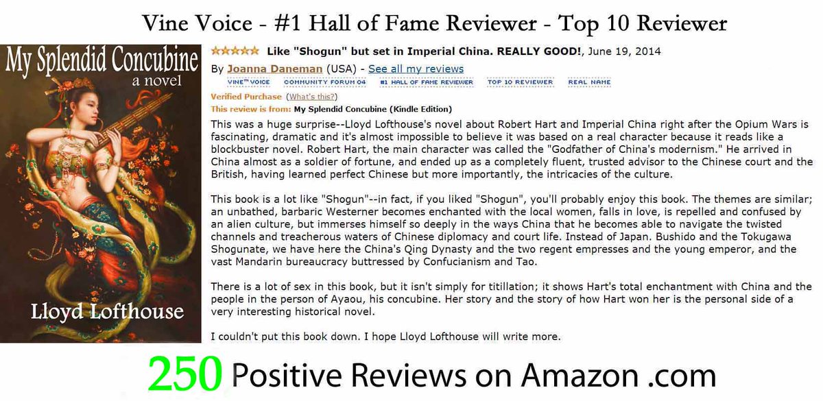 Based on a True Story
In 1854 he left Ireland to China
Loved a concubine
Had children
Earned the trust of an Emperor
Became Godfather of China’s modernism
amazon.com/dp/B00578UNLG