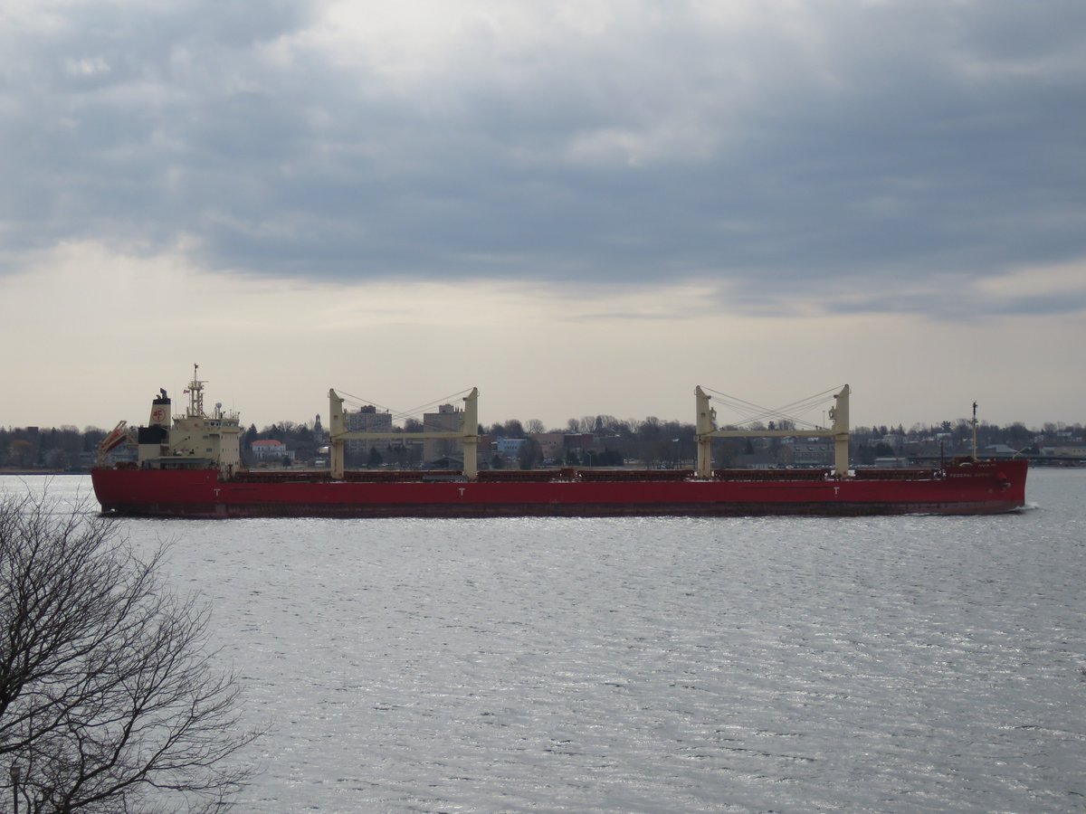 PrescottAnchor's tweet photo. 6 Apr 2018 up the #StLawrenceSeaway at Prescott ON 09h55 Federal Bering bulk carrier flagged Marshall Islands for @BurnsHarborIN #FederalBering #MarshallIslands https://t.co/VQwodRTfjY