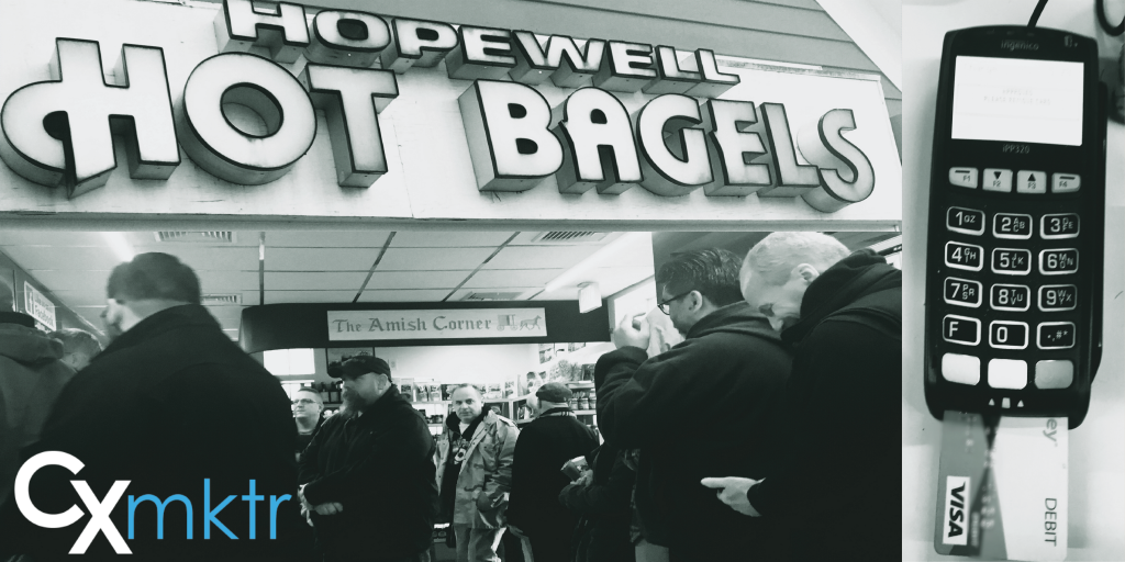 Rob_Russini's tweet photo. Local merchant Hopewell Bagels now offers the option to pay with cards and lines are out the door each week. Their new @ingenico card terminal and @ShopKeep system looks like a win! As customers, we demand choice and without it, we’ll find a subtitute or competitor who offers it! https://t.co/14agEhAtPH