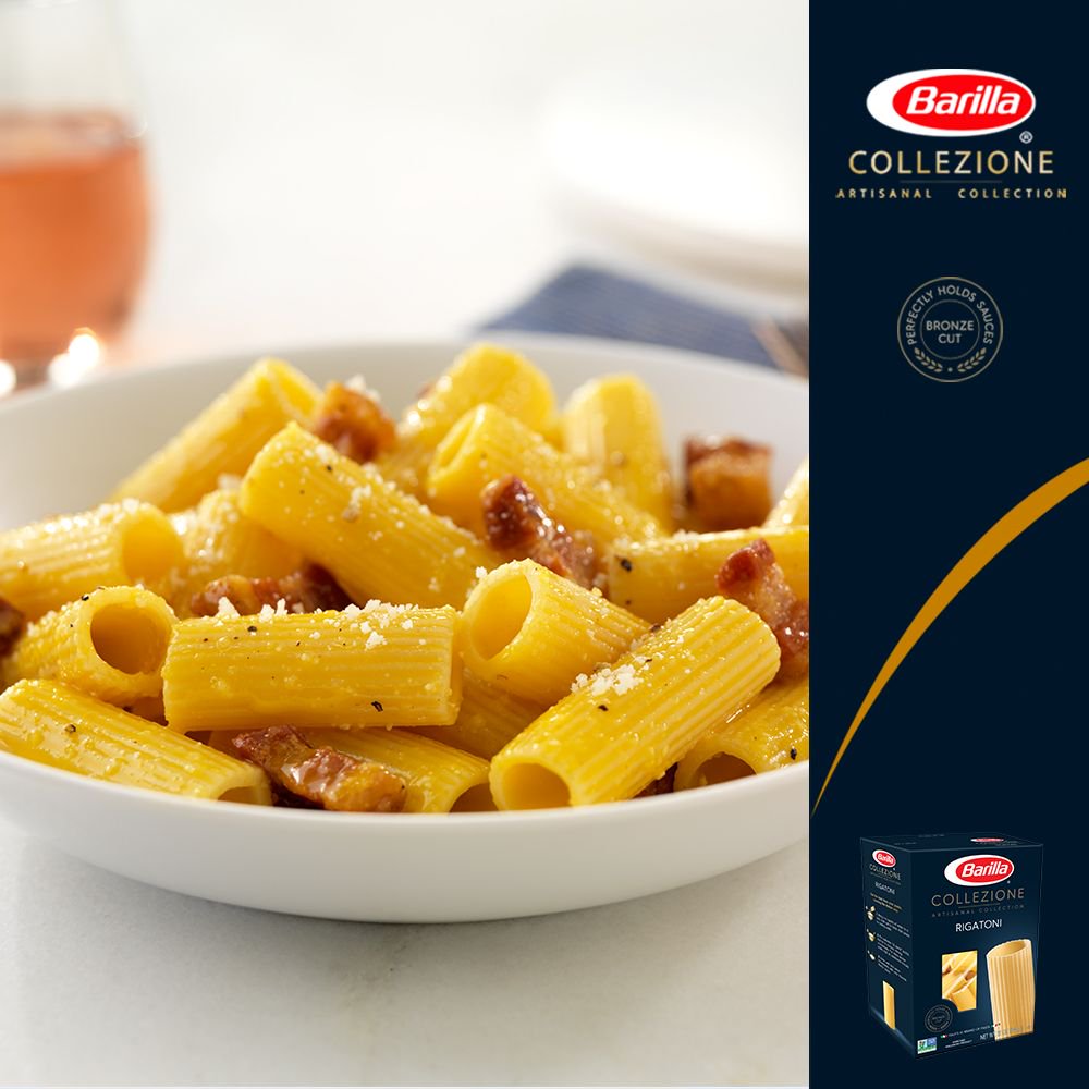 La combinación perfecta entre pasta y carne o salsas vegetales la logras con el Rigatoni #BarillaCollezione. ¡Goza y comparte su sabor!