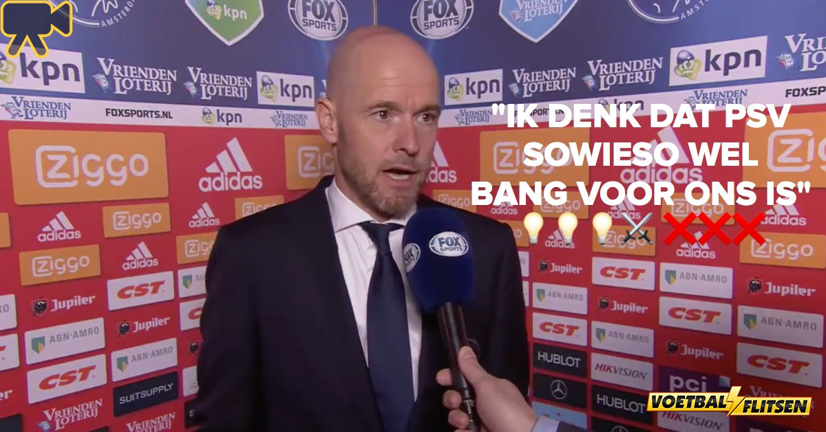 voetbalflitsen's tweet image. Ajax-coach Erik Ten Hag kijkt na #AJAHER alvast vooruit naar #PSVAJA. Volgens de Tukker is PSV sowieso wel bang voor Ajax. Wie gaat er volgens jou winnen? 🤔

PSV = 🔁
Ajax = ♥️
voetbalflitsen.nl/nieuws/nq562s/…