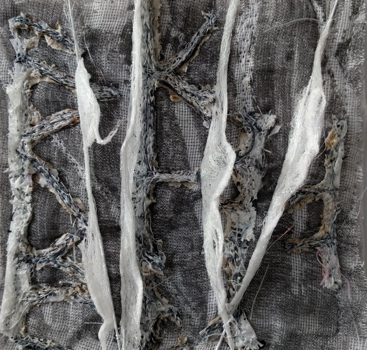 MarianJazmik's tweet photo. Working on small texture embroideries using my samples from previous pieces.#textileart #textiles #embroidery #embroideryart #becreative #texture #fungi #lichen #sample #fibreart #exerimental #textile https://t.co/QO1cjkeOjV