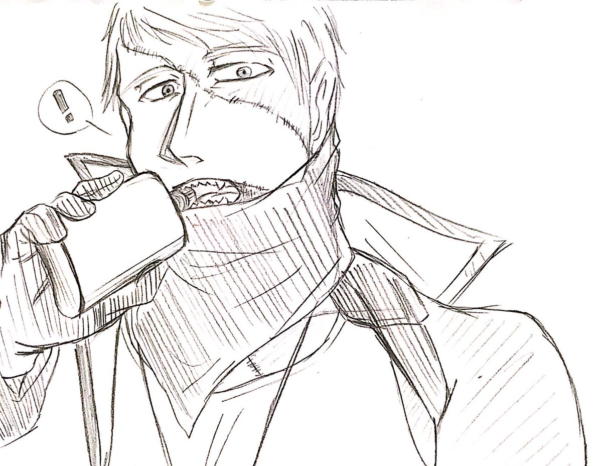 赤城 ドイルのギザ歯 薬物乱用とかで起きるメスマウスの視覚化として良いかもしれないとかいうことはさて置き 左腕が動かないのでスキットルを口で空けるドイル