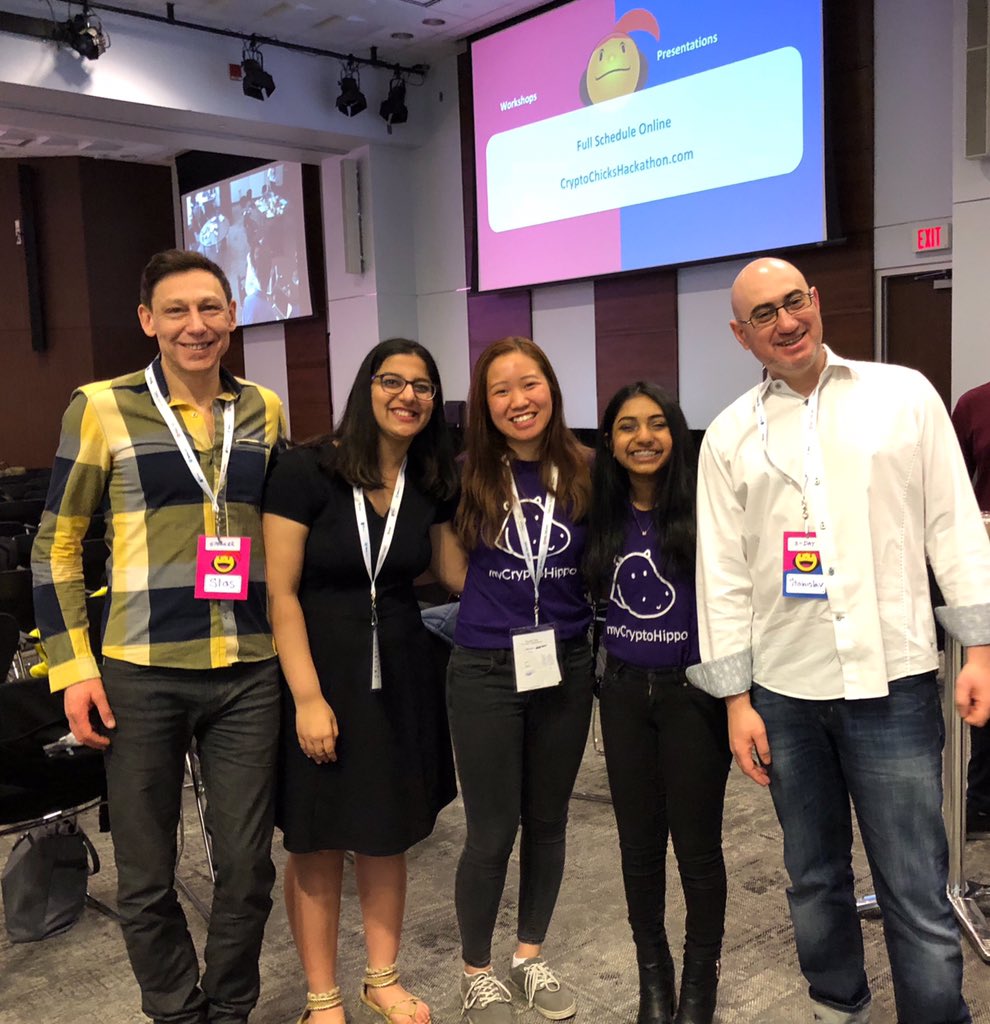hellohedgie's tweet photo. Great meeting the @myCryptoHippo team today at the #cryptochickshackathon & #conference! https://t.co/w1tHeJblSq