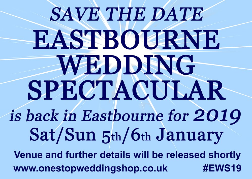 1stopweddinghub's tweet photo. We are delighted to announce the Eastbourne Wedding Spectacular is coming back to Eastbourne in 2019 with a two-day event on 5th and 6th of January. Further show details will be released shortly for exhibitors and visitors! #EWS19 #WeddingFair #SussexWeddingFair
#SussexWedding https://t.co/fAV6CISgVw