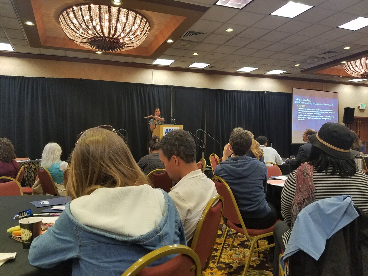 Jess_Bartholow's tweet image. At #ACLUCon, @lizziebuchen explains #CaLeg #AB931 (@AsmShirleyWeber/@HollyJMitchell/@SteveBradford
/@NancySkinnerCA) a tier one bill for tomorrow's @ACLU_CAP @ACLU_NorCal @ACLU_SoCal Lobby Day. cc: @YouthJusticeLA @policylink #BlackLivesMatter