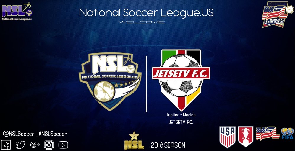 MSLSoccerAcadem's tweet photo. Miami, FL -Apr 8, National Soccer League. US announce JETSETV  FC as a new member for the 2018 Season.
Based in Jupiter-FL, JETSETV FC begins NSL .US  2018 plays in the SE Conf.
https://t.co/KLs2xHQ44F      
NSLSoccer@USA.com
@NSLSoccer.US
#NSLSoccer https://t.co/SA51tDFhaS