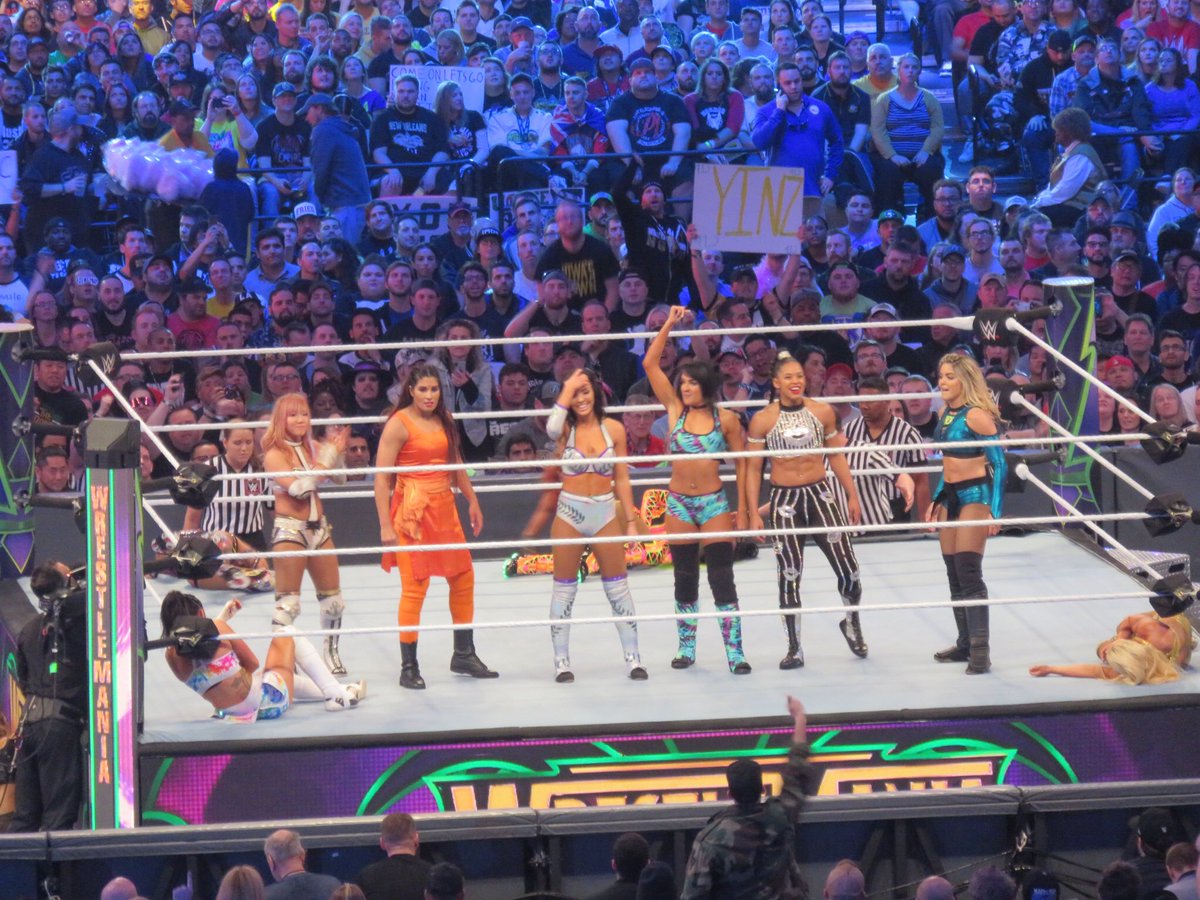 OTTPod's tweet image. WE ARE @WWENXT!

@KairiSaneWWE 
@KavitaDeviWWE 
@WWEPeytonRoyce 
@DakotaKai_WWE 
@BiancaBelairWWE 
@TaynaraContiWWE 

#WrestleMania34