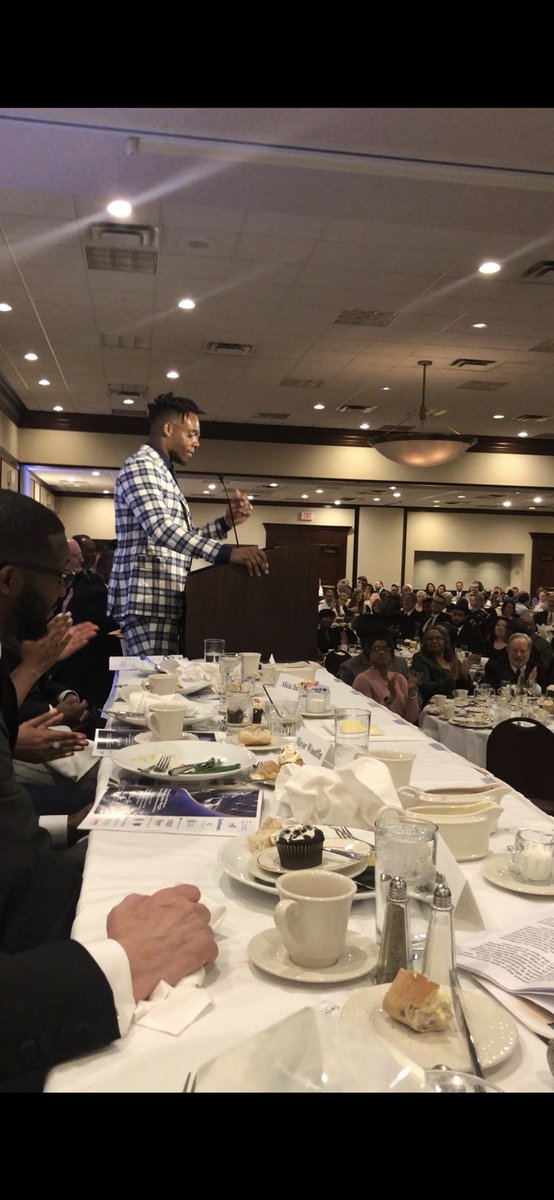 BMarshh's tweet photo. Receiving the 50th annual Dr. Martin Luther King, Jr. award for courage is probably the greatest award I’ve received to date. And receiving it from Rev. Clyde Brooks, who worked directly with Dr. King in the civil rights movement made it even sweeter. https://t.co/9xHLMRySCL