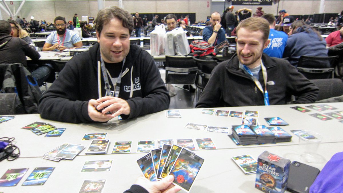 _CaptainRichard's tweet image. Playing some #StarRealms with friends as #PAXEast 2018 winds down for the weekend. 🎲