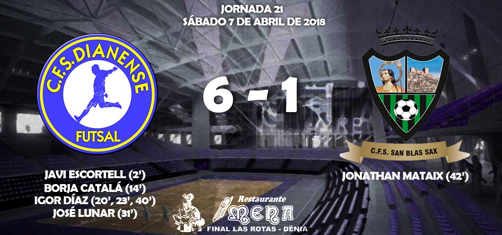 cfsdianense's tweet photo. Victoria por 6-1 ante San Blas Sax "B", que nos permite seguir en los puestos de ascenso. https://t.co/VvoryYWt2O