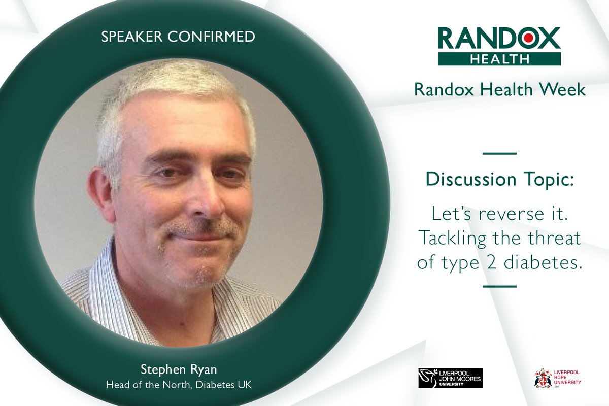 RandoxHealth's tweet photo. SPEAKER CONFIRMED: Stephen Ryan @DiabetesUK will join our #diabetes discussion panel at #RandoxHealthWeek, in partnership with @LJMU and @LiverpoolHopeUK.
Get your FREE tickets here: https://t.co/cRZcA1mZE8 https://t.co/hQ5xcrgDLE