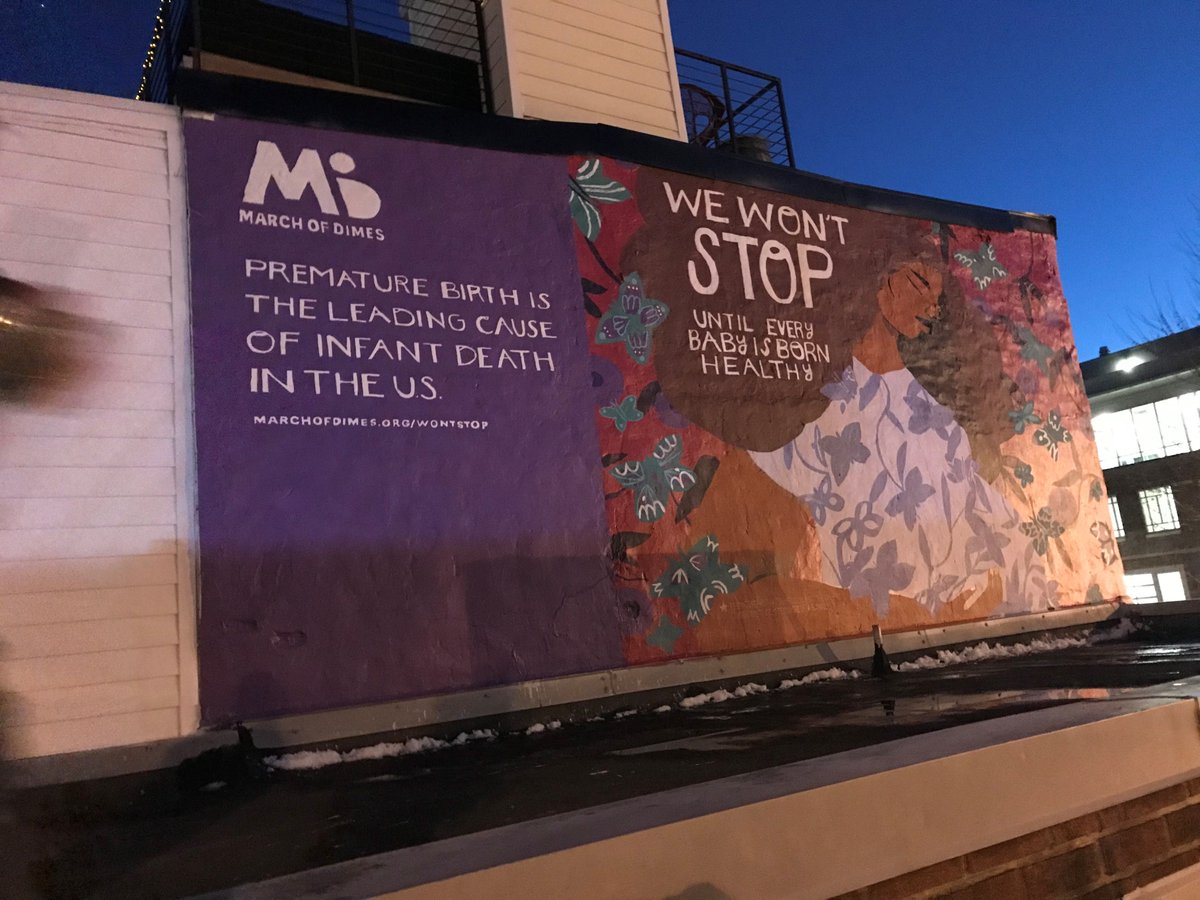 MarchofDimes's tweet photo. Women of color are up to 50 percent more likely to give birth prematurely and their children can face a 130 percent higher infant death rate. #MODwontstop until every baby is born healthy. #dcmural https://t.co/6m9iUGoRm4 https://t.co/XPh2kH38vK