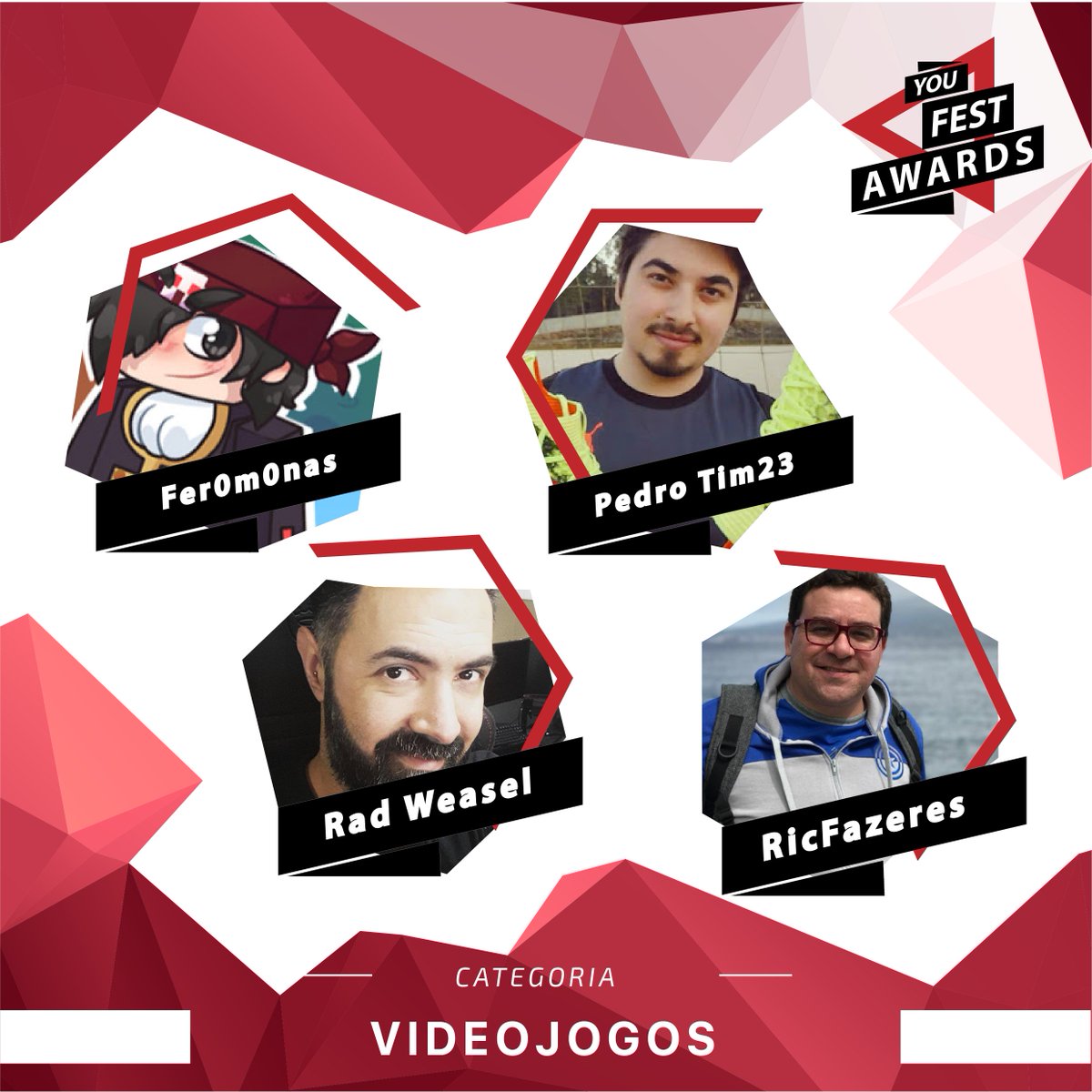 Na categoria de Videojogos, os canais nomeados foram <a href="/Feromonas_/">Feromonas</a>, @PedroTim23, @RadWeasel48 e <a href="/RicFazeres/">RicFazeres</a>. Não percas tempo e vota já no YouTuber que achas que deve receber o prémio! ;-) Sabe mais em youfestawards.pt/gala/
#youfestawards #yfa2018