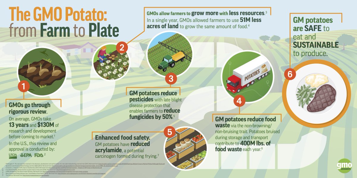 CropLifeCanada's tweet photo. What are the benefits of the #GMO potato? We break them down from farm to plate. https://t.co/Gs8rWxfjpt