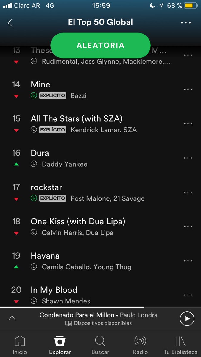 LATINS4DUA's tweet photo. One Kiss está en el puesto 18 en el top global @DUALIPA @CalvinHarris https://t.co/wXkmsROIU3