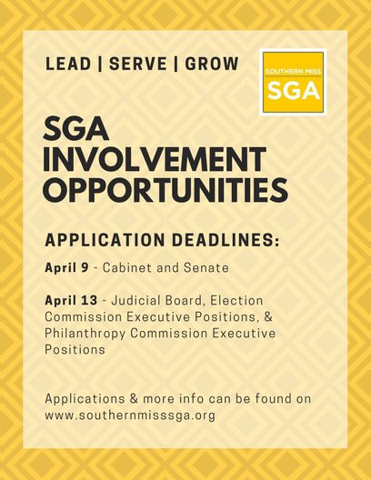 Want to serve the Student Body for the 2018-2019 school year? Cabinet and Senate applications close tomorrow at 11:59 pm! For applications and more information, please visit southernmisssga.org