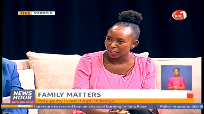 KBCChannel1's tweet image. Panelist Mary Muinamu says no man can manage to meet the emotional needs of several women. #FamilyMatters @JKioria #KBCNewsHour #KBCChannel1 ^HM